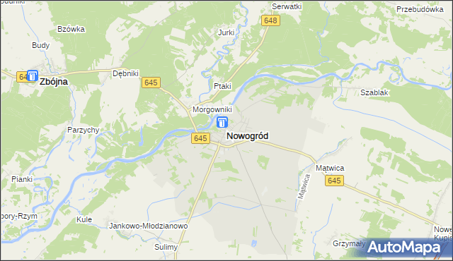 mapa Nowogród powiat łomżyński, Nowogród powiat łomżyński na mapie Targeo