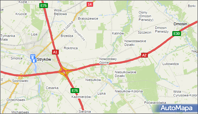 mapa Nowostawy Górne, Nowostawy Górne na mapie Targeo
