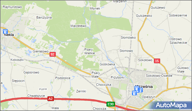 mapa Nowy Folwark gmina Września, Nowy Folwark gmina Września na mapie Targeo