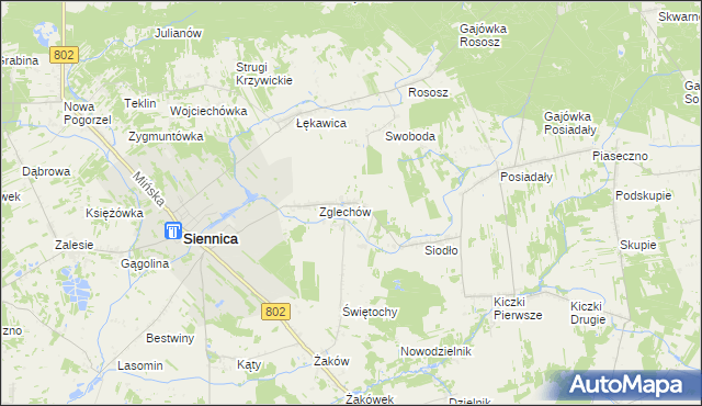 mapa Nowy Zglechów, Nowy Zglechów na mapie Targeo