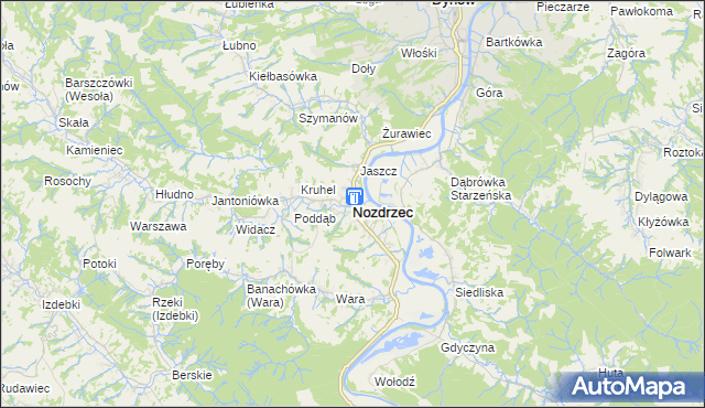 mapa Nozdrzec, Nozdrzec na mapie Targeo