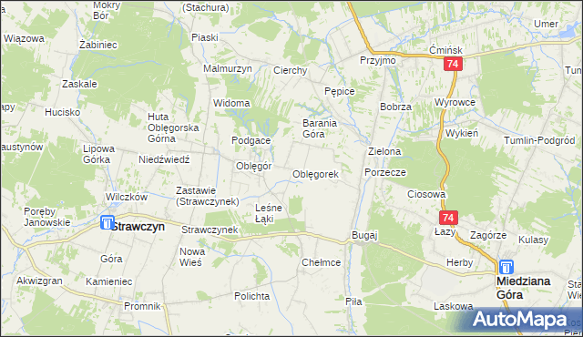 mapa Oblęgorek, Oblęgorek na mapie Targeo