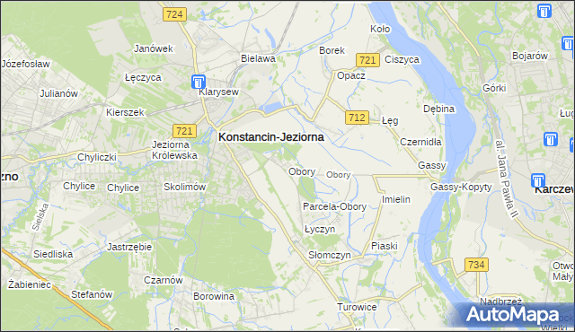 mapa Obory gmina Konstancin-Jeziorna, Obory gmina Konstancin-Jeziorna na mapie Targeo