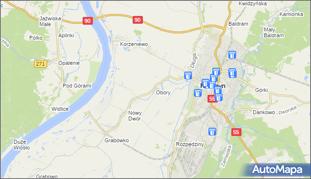 mapa Obory gmina Kwidzyn, Obory gmina Kwidzyn na mapie Targeo