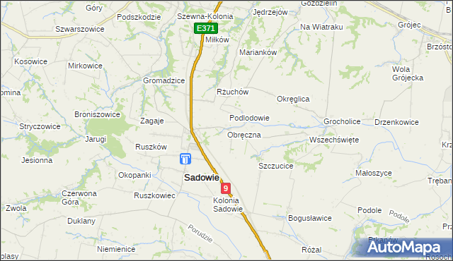mapa Obręczna, Obręczna na mapie Targeo