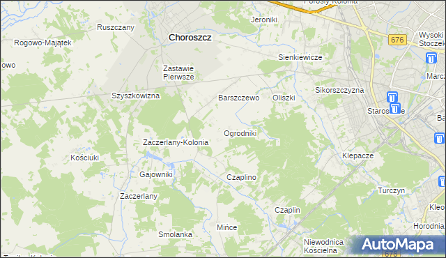 mapa Ogrodniki gmina Choroszcz, Ogrodniki gmina Choroszcz na mapie Targeo