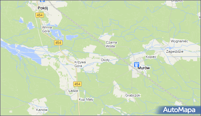 mapa Okoły gmina Murów, Okoły gmina Murów na mapie Targeo