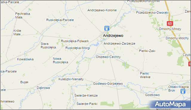 mapa Olszewo-Cechny, Olszewo-Cechny na mapie Targeo