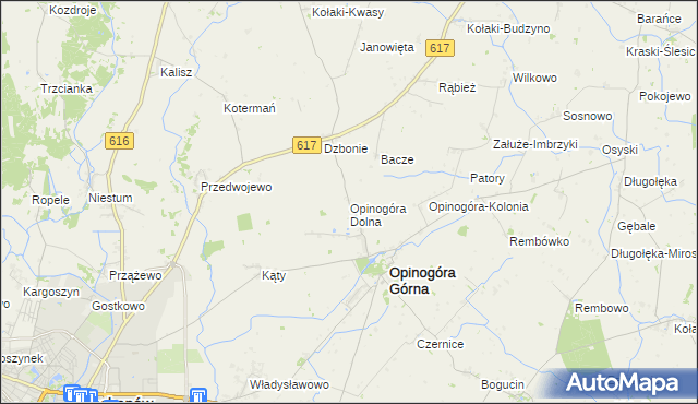 mapa Opinogóra Dolna, Opinogóra Dolna na mapie Targeo