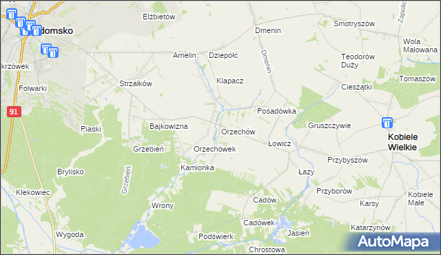 mapa Orzechów gmina Kobiele Wielkie, Orzechów gmina Kobiele Wielkie na mapie Targeo