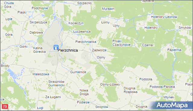 mapa Osiny gmina Pierzchnica, Osiny gmina Pierzchnica na mapie Targeo