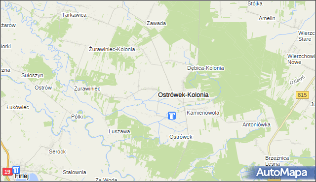 mapa Ostrówek-Kolonia gmina Ostrówek, Ostrówek-Kolonia gmina Ostrówek na mapie Targeo