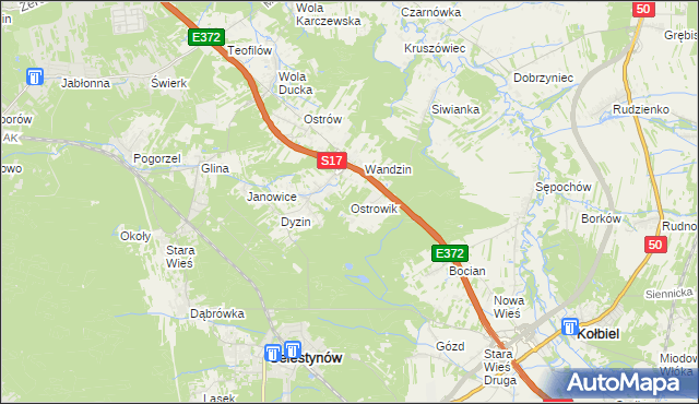mapa Ostrowik gmina Celestynów, Ostrowik gmina Celestynów na mapie Targeo
