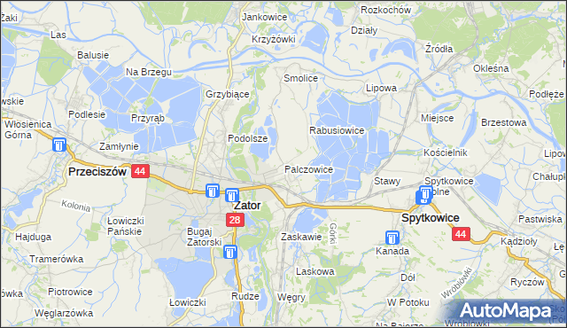 mapa Palczowice, Palczowice na mapie Targeo
