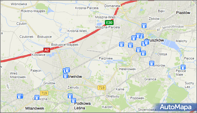 mapa Parzniew, Parzniew na mapie Targeo