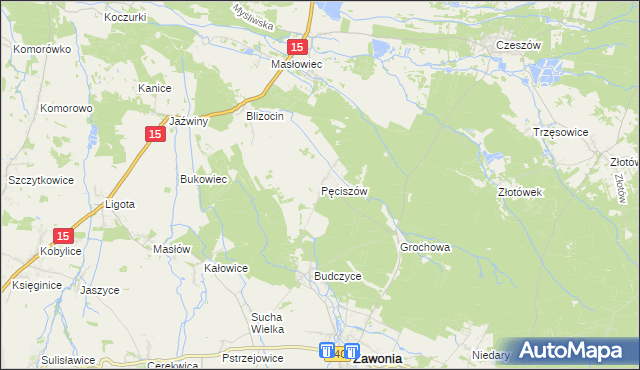 mapa Pęciszów, Pęciszów na mapie Targeo