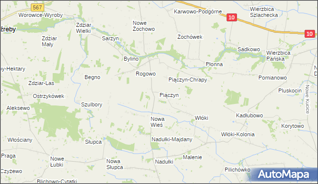 mapa Piączyn, Piączyn na mapie Targeo