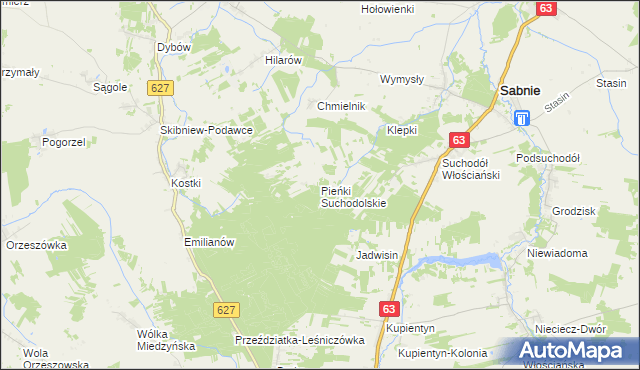 mapa Pieńki Suchodolskie, Pieńki Suchodolskie na mapie Targeo
