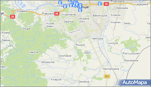 mapa Pikulice, Pikulice na mapie Targeo