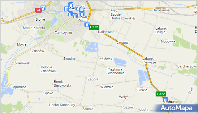 mapa Pniówek gmina Zamość, Pniówek gmina Zamość na mapie Targeo