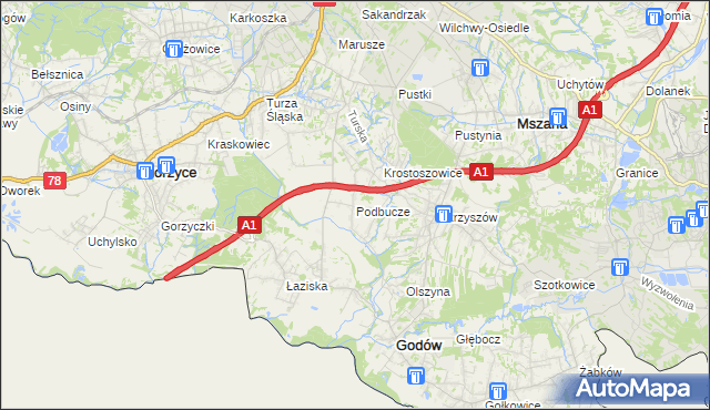 mapa Podbucze gmina Godów, Podbucze gmina Godów na mapie Targeo
