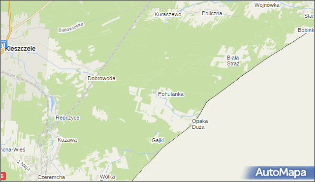 mapa Pohulanka gmina Czeremcha, Pohulanka gmina Czeremcha na mapie Targeo