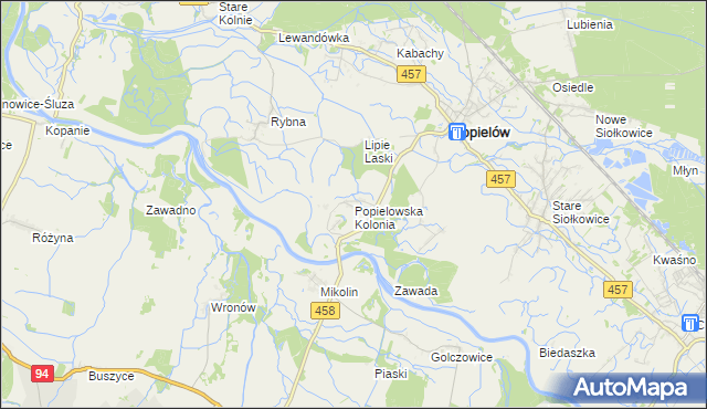 mapa Popielowska Kolonia, Popielowska Kolonia na mapie Targeo