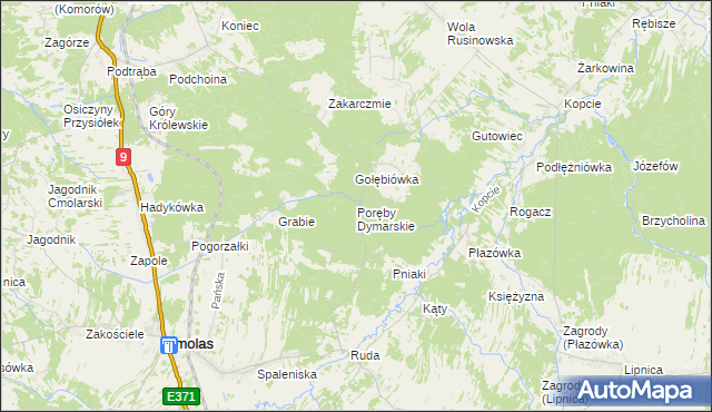 mapa Poręby Dymarskie, Poręby Dymarskie na mapie Targeo