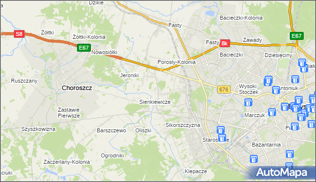 mapa Porosły, Porosły na mapie Targeo