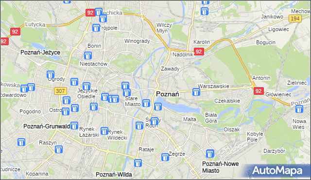 mapa Poznania, Poznań na mapie Targeo