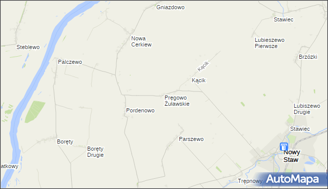 mapa Pręgowo Żuławskie, Pręgowo Żuławskie na mapie Targeo