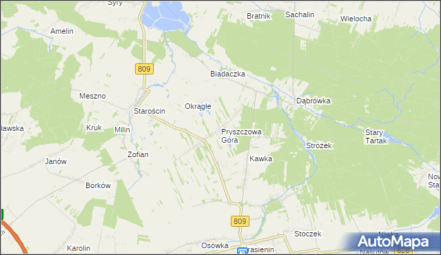 mapa Pryszczowa Góra, Pryszczowa Góra na mapie Targeo