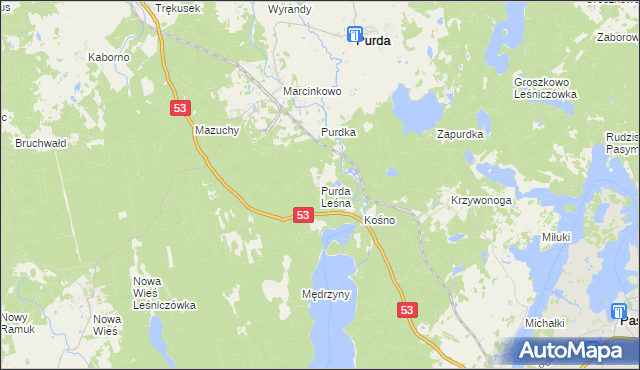 mapa Purda Leśna, Purda Leśna na mapie Targeo