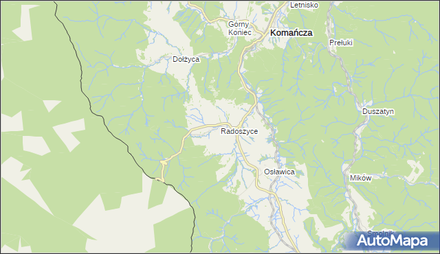 mapa Radoszyce gmina Komańcza, Radoszyce gmina Komańcza na mapie Targeo