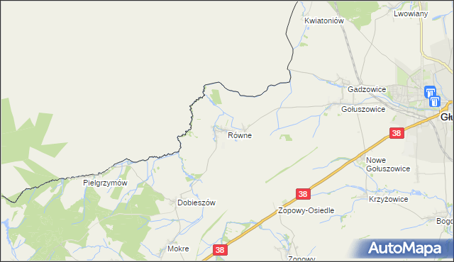 mapa Równe gmina Głubczyce, Równe gmina Głubczyce na mapie Targeo