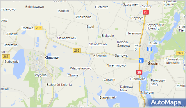 mapa Różnowo gmina Ślesin, Różnowo gmina Ślesin na mapie Targeo