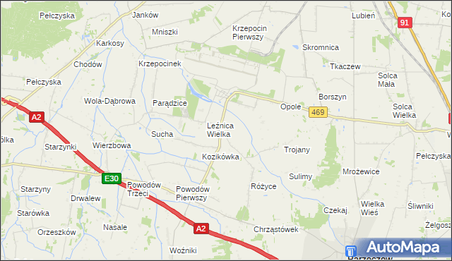 mapa Różyce Żmijowe, Różyce Żmijowe na mapie Targeo