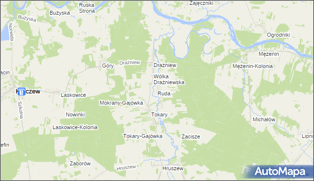 mapa Ruda gmina Korczew, Ruda gmina Korczew na mapie Targeo