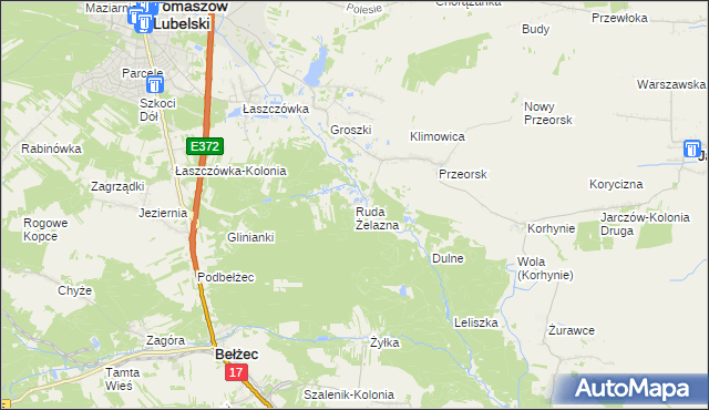 mapa Ruda Żelazna, Ruda Żelazna na mapie Targeo