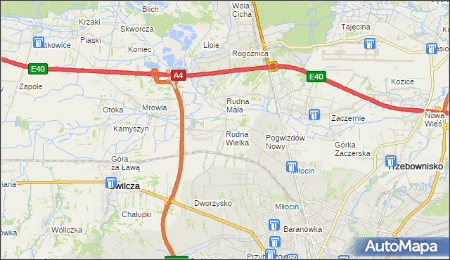 mapa Rudna Wielka gmina Świlcza, Rudna Wielka gmina Świlcza na mapie Targeo