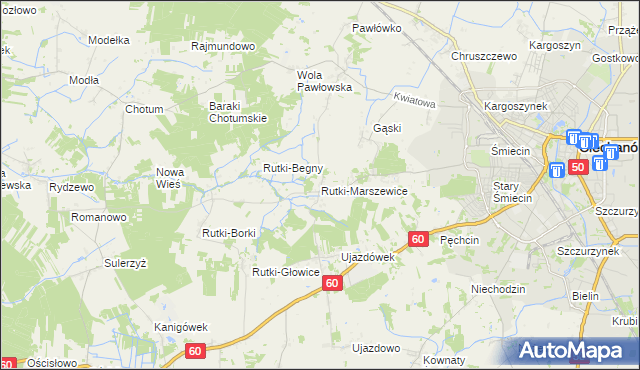 mapa Rutki-Marszewice, Rutki-Marszewice na mapie Targeo