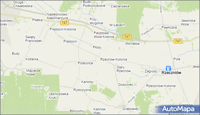 mapa Rzechów-Kolonia, Rzechów-Kolonia na mapie Targeo