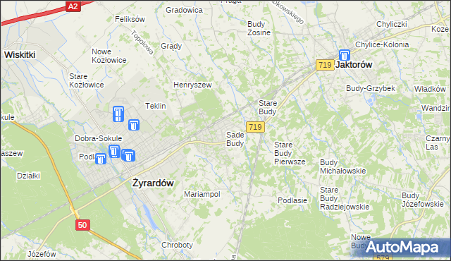 mapa Sade Budy, Sade Budy na mapie Targeo