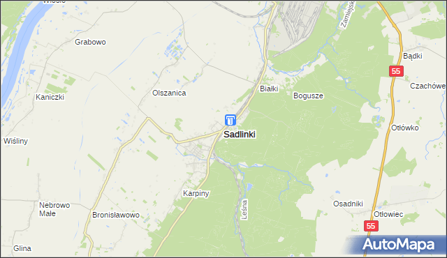 mapa Sadlinki, Sadlinki na mapie Targeo