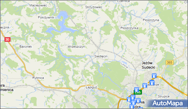 mapa Siedlęcin, Siedlęcin na mapie Targeo