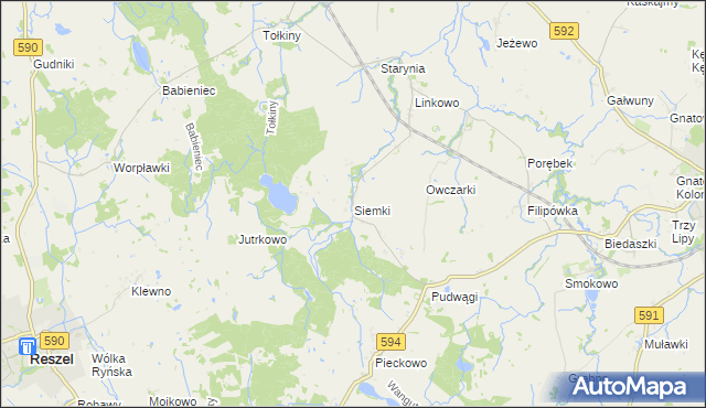 mapa Siemki, Siemki na mapie Targeo