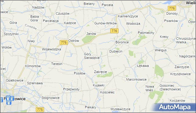 mapa Sieradzice, Sieradzice na mapie Targeo