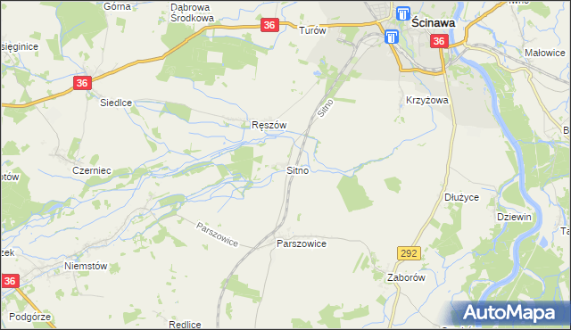 mapa Sitno gmina Ścinawa, Sitno gmina Ścinawa na mapie Targeo