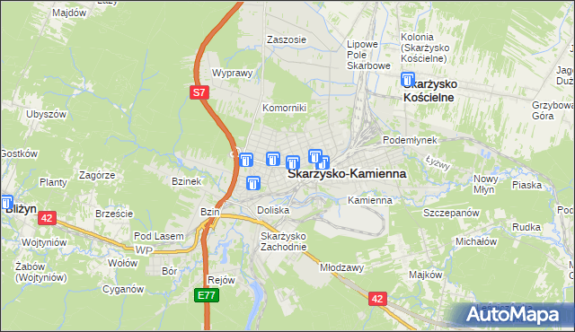 mapa Skarżysko-Kamienna, Skarżysko-Kamienna na mapie Targeo