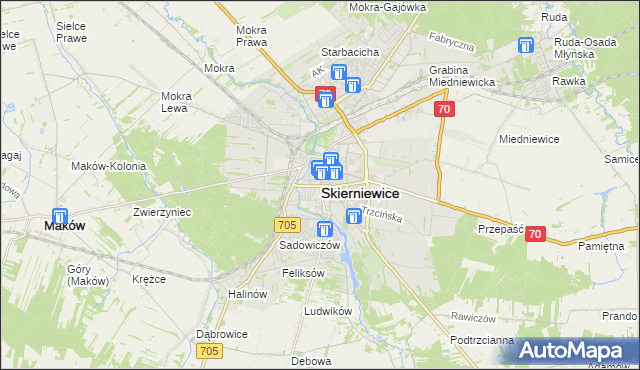 mapa Skierniewic, Skierniewice na mapie Targeo